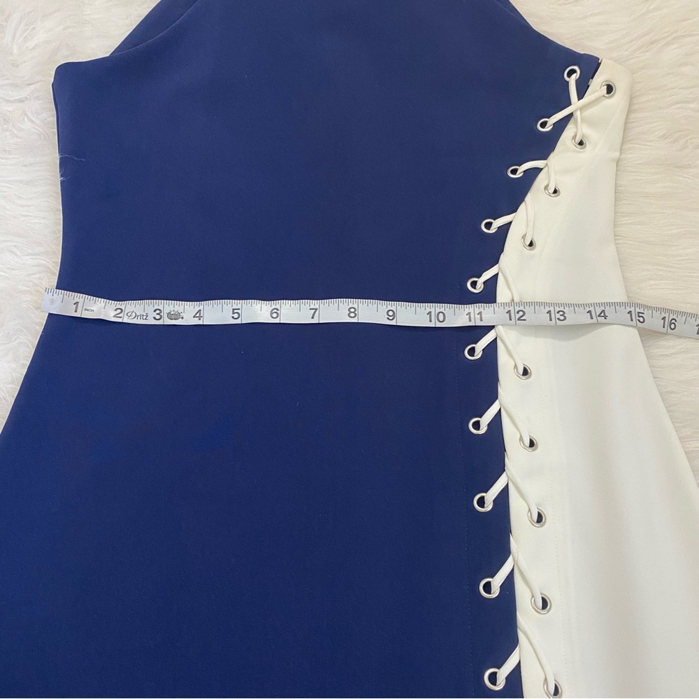 PARKER Navy Blue Lace Up Dress - Picture 8 of 10